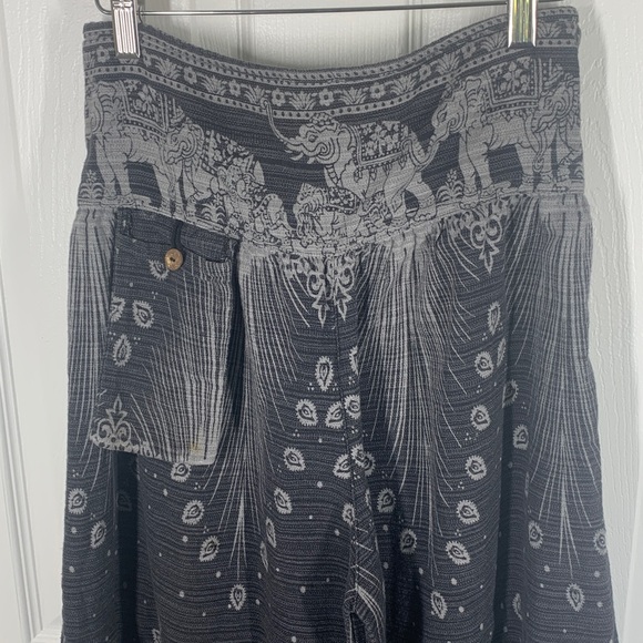 Kamana gray elephant print haram wide leg pant cotton size medium - Picture 2 of 10